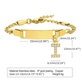 Customizable gold stainless steel ID bracelet with letter I pendant and paved crystals - 12CM Letter I / Gold