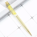 Penna a sfera dorata fai-da-te con tubo trasparente riempito di fiori secchi gialli - Oro placcato