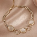 26# Gold Round Row Rhinestone Opal Bracelet
