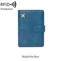 Porta passaporto blu malachite in pelle PU con aereo dorato e protezione RFID - Verde petrolio