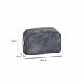 Grey PU leather travel makeup bag 19.5x10x12cm size variant with zip closure - 19.5x12x10cm / Grey Denim Semicircle Bag