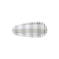 Green and white gingham snap clip with delicate embroidered wavy edges for girls - Green White Plaid (18)