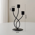 Three-arm black matte metal candle holder with elegant curved design for table decor - Curved Candlestick Triple Head - Black
