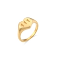 Anello sigillo a cuore dorato minimalista con numeri 111 incisi su sfondo bianco - US 6 / Cuore 111 (R4496)