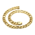 Hip hop style two-tone gold plated stainless steel Figaro link chain necklace for men - 11mm 45cm Gold Necklace (KN225484-Z)