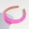 Detail of pink rhinestone headband with shimmering crystals and soft velvet lining - Rose Red