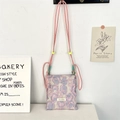 Borsa a tracolla rosa con motivi a farfalla e tracolla colorata regolabile - Pittura a Olio Rosa