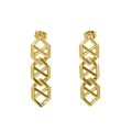 Boucles d'oreilles chic en acier inoxydable plaqué or 18 carats avec chaîne géométrique moderne - Doré