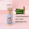 12-color mini colored pencils in a brown tube with a blue astronaut rabbit label - Astronaut