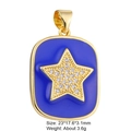 Detail view of gold tarot pendant with blue enamel star and dimensions 23x17.6mm - Style 18