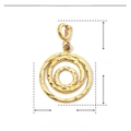 Detailed size view of a golden stainless steel round pendant with hammered texture finish - YF232x3 / Gold