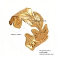 Bracciale aperto in acciaio inossidabile dorato con design a foglia e finitura lucida - JH033 / Oro