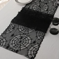 Black lace Halloween table runner featuring spider web and spider patterns for holiday decor - 30*45 / Spider