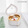 White heart-shaped music box with gold interior and spinning ballerina, 13x11x16CM - White Heart with Dancing Girl Music Box