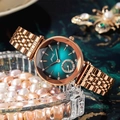 Luxury rose gold steel watch with green gradient dial and diamond-cut mirror finish - Blue