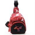 Bolso cruzado infantil de dinosaurio rojo y negro con correa ajustable y estampado de pterosaurio - Rojo