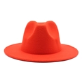 Detailed view of the red wide-brimmed wool felt fedora hat against a white background - M (56-58cm) / Orange Red