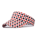 Checkerboard pattern sun visor hat for women in red and black racing flag design - Head Circumference 55-60cm / Red