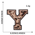 Leopard print alphabet letter Y embroidery patch with metallic rose gold edging - Letter Y