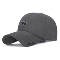 Gorra de béisbol de algodón gris oscuro con letra N bordada y parte superior suave casual - Ajustable / Gris