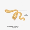 Anillo de serpiente ajustable en acero inoxidable dorado con escamas detalladas - Abierto Ajustable / Dorado