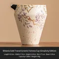 Hand-painted wisteria ceramic teacup with gold-gilded edges and blue and white flint finish - Fairness Cup [Simple Pack]
