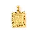 Gold plated stainless steel pendant with hollow geometric frame and embossed letter Z - Letter Z (SP598G-Z)