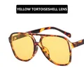 Retro double bridge aviator sunglasses with tortoise frame and yellow lenses - Tortoise Yellow