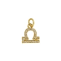 18k gold plated Libra zodiac pendant with sparkling zircon inlays on white background - Libra