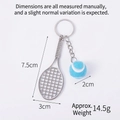 Porte-clés mini raquette de tennis bleue et argentée avec détails de taille 7,5 cm - 2cm Petit / Raquette Argent + Balle Bleue 2cm
