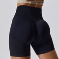 Pantaloncini yoga neri senza cuciture a vita alta con effetto push-up e pannelli mesh - S / Nero