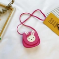 Cute pink rabbit girls' crossbody bag with bow detail and slim shoulder strap - Rose Red