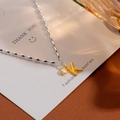 Elegant silver chain bracelet with a gold letter K pendant and clear zircon stone - Silver Letter K