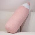 Soft pink pencil plush pillow with curly teddy fleece texture on a white sofa - 70cm(0.75kg) / Pink Teddy Fleece Style