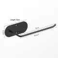 Matte black stainless steel wall-mounted paper towel holder with oval base and L-shaped bar - 16cm Short Style / Black