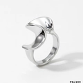 Polierter silberner Ring aus 316 Edelstahl mit unregelmäßigem geometrischem Design - Silber Gedrehter Ring (Größe 10/PBJ499)