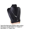 Medium black leather necklace display bust with wooden base for jewelry storefronts - New Square Model H23cm Black PU Leather