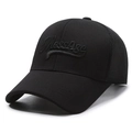 Minimalist black baseball cap with 3D Message embroidery and breathable mesh panels - Adjustable / Black with Black Embroidery