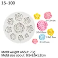 Round silicone mold with 8 rose cavities for fondant cake and chocolate crafting - 5# Grey 15-100 (Roses)