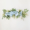 Artificial blue and white rose floral row with eucalyptus leaves for wedding decor - Blue