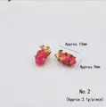 Pink dragon fruit alloy pendant with green leaves and gold trim, approx. 15mm x 9mm - 1# 3D Dragon Fruit
