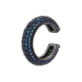 Detail der C-Form Earcuff mit schwarzer Beschichtung und drei Reihen dunkelblauer Zirkonia - Gun-Schwarz Seeblau Zirkon (1 Stück)