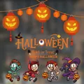 Cartoon Halloween window stickers featuring cute zombie and pumpkin lamp decor - Chibi Trick or Treat(HY-W020)