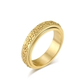 Golden daisy flower rotating ring made of titanium steel with a minimalist floral relief - Size 7 / Gold