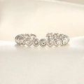 Macro view of adjustable silver ring with micro-pave round zircons on silk - Adjustable Open / Steel Color White Zircon Circular Pattern