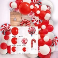 Christmas balloon arch kit with red and white latex balloons and candy canes - Swirl Candy Style
