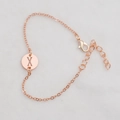 Rose gold hollow circle letter X charm bracelet with adjustable chain for women - Rose Gold X