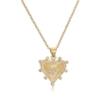 Gold plated heart pendant necklace with shimmering zircon crystals on white background - Gold Radiant Heart