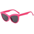 Stylish cat-eye sunglasses with vibrant magenta frame and dark lenses at 45-degree angle - Rose Red