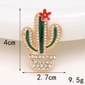 Ciondolo a forma di cactus dorato con smalto verde e strass con misure del prodotto - D1789 Cactus (Oro)
